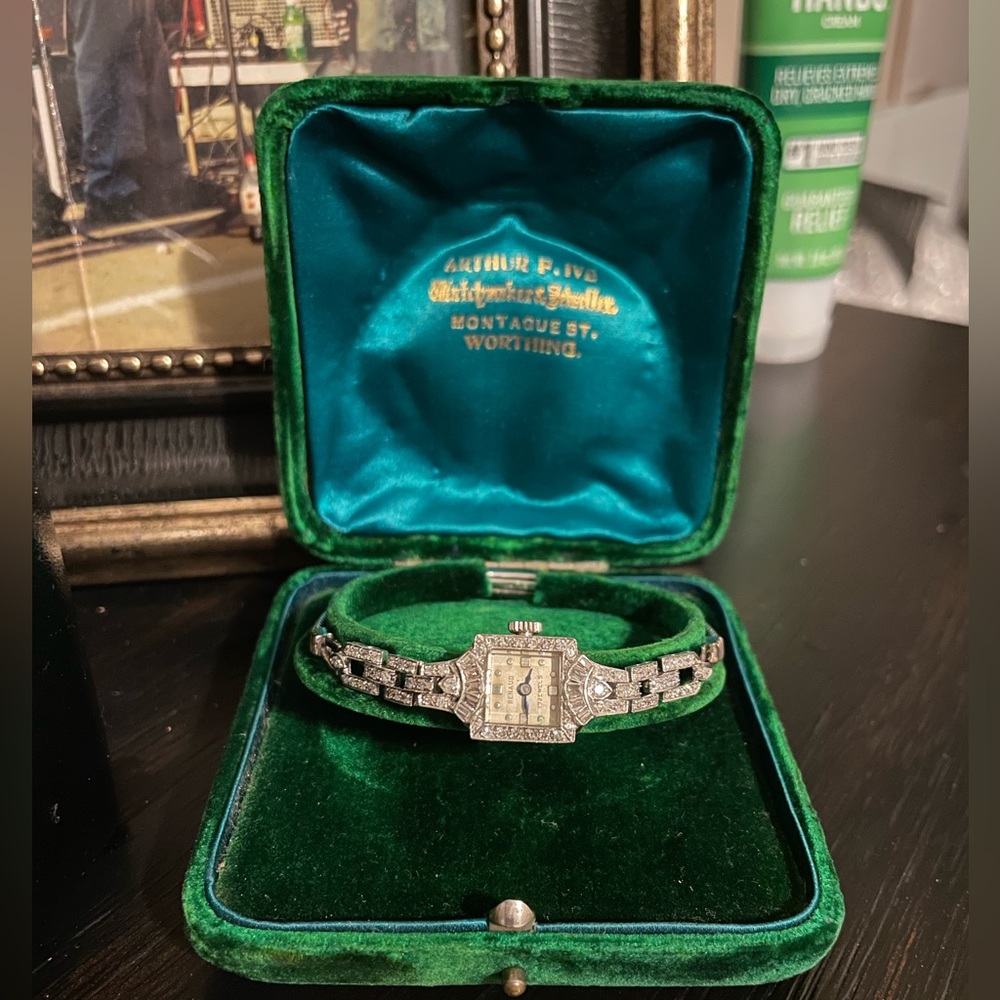 Vintage Platinum ~2ctw Diamond Watch